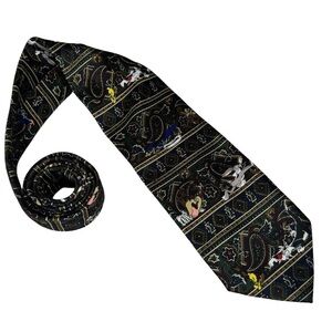 Vintage 90s 1997 Looney Tunes Mania Mens paisley character necktie tie